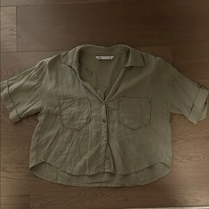 Zara Women’s Green Shirt Button Up